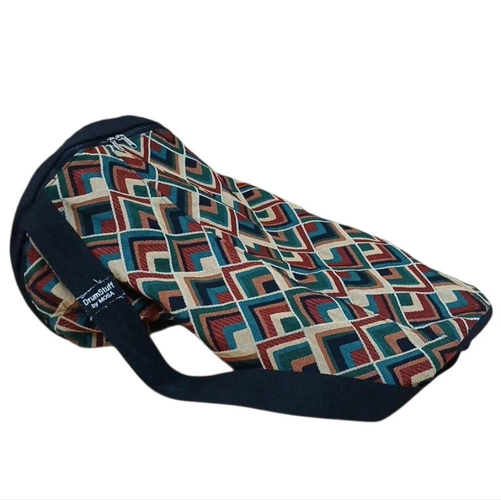 DrumStuff By Mosa Geometric Canvas Duffel Bag in Teal, Rust & Cream